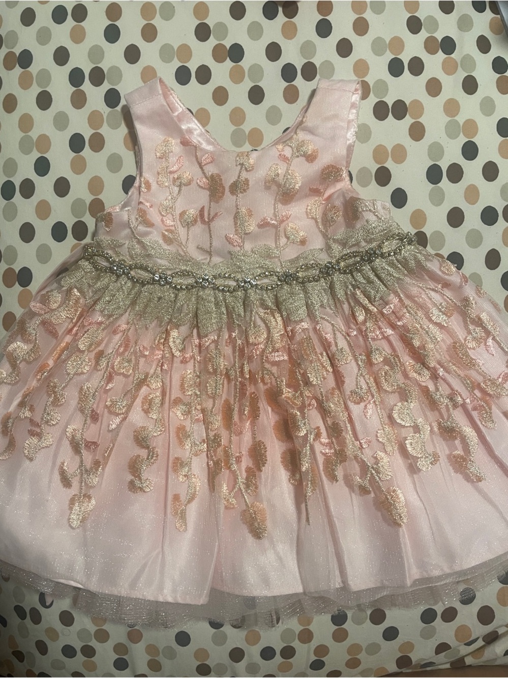 Couture princess Pink Glitter Floral Party Dress with Gold Accents